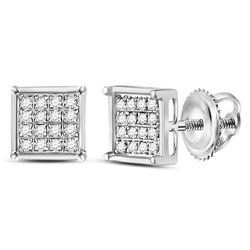 1/10 CTW Womens Round Diamond Square Earrings 14kt White Gold - REF-10Y9N