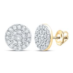 1 CTW Womens Round Diamond Cluster Earrings 10kt Yellow Gold - REF-74H9R