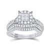 Image 1 : 1 CTW Princess Round Diamond Bridal Wedding Ring 14kt White Gold - REF-112T5V