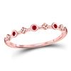 Image 1 : 1/12 CTW Womens Round Ruby Dot Flower Stackable Band Ring 10kt Rose Gold - REF-8H3R