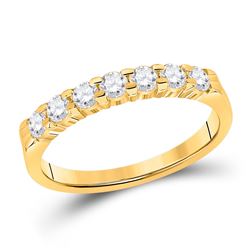 1/2 CTW Womens Round Diamond Wedding Single Row Band Ring 14kt Yellow Gold - REF-53N3A