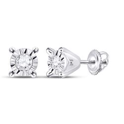 1/20 CTW Womens Round Diamond Stud Earrings 10kt White Gold - REF-6F7W
