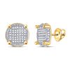 Image 1 : 1/4 CTW Mens Round Diamond Circle Cluster Earrings 10kt Yellow Gold - REF-28M5F