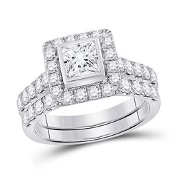 2 CTW Princess Diamond Bridal Wedding Ring 14kt White Gold - REF-362N7A