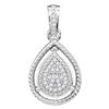 Image 1 : 1/12 CTW Womens Round Diamond Teardrop Pendant 10kt Two-tone Gold - REF-16T4V