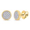 Image 1 : 1/6 CTW Womens Round Diamond Circle Earrings 14kt Yellow Gold - REF-27H3R