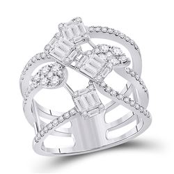 1 CTW Womens Baguette Diamond Cluster Strand Fashion Ring 14kt White Gold - REF-122A6M