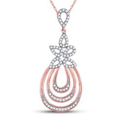 1/4 CTW Womens Round Diamond Nested Teardrop Pendant 10kt Rose Gold - REF-20V5Y