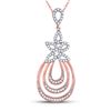 Image 1 : 1/4 CTW Womens Round Diamond Nested Teardrop Pendant 10kt Rose Gold - REF-20V5Y