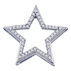 1/6 CTW Womens Round Diamond Star Frame Outline Pendant 10kt White Gold - REF-13T5V