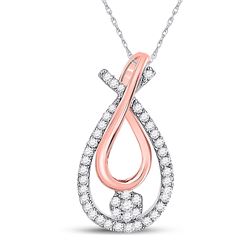 1/6 CTW Womens Round Diamond Cradled Cluster Pendant 10kt Two-tone Gold - REF-12A2M