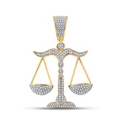 3/8 CTW Mens Round Diamond Scales of Justice Charm Pendant 10kt Yellow Gold - REF-54V5Y