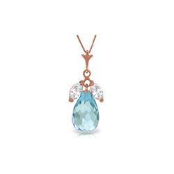 Genuine 7.2 ctw Blue Topaz & White Topaz Necklace 14KT Rose Gold - REF-30M5T