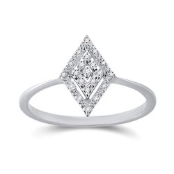 1/20 CTW Womens Round Diamond Geometric Fashion Ring 10kt White Gold - REF-9A5M