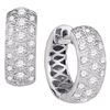 Image 1 : 7/8 CTW Womens Round Diamond Hoop Huggie Earrings 14kt White Gold - REF-92Y3N