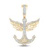 Image 1 : 1/3 CTW Mens Round Diamond Anchor Wings Charm Pendant 10kt Yellow Gold - REF-61V4Y