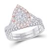 Image 1 : 1 & 1/2 CTW Princess Diamond Bridal Wedding Ring 14kt Two-tone Gold - REF-146N6A