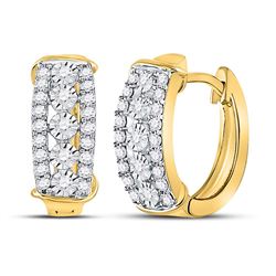 1/2 CTW Womens Round Diamond Huggie Earrings 10kt Yellow Gold - REF-47W6H