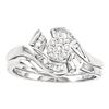 Image 1 : 1/3 CTW Round Diamond Cluster Bridal Wedding Ring 14kt White Gold - REF-48W5H