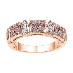 5/8 CTW Womens Round Morganite Diamond Band Ring 10kt Rose Gold - REF-34N3A
