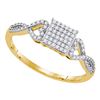 Image 1 : 1/5 CTW Womens Round Diamond Square Cluster Ring 10kt Yellow Gold - REF-19V6Y