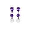 Image 1 : Genuine 10.50 ctw Amethyst & Pearl Earrings 14KT White Gold - REF-40Y9F