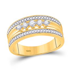 1/3 CTW Womens Round Diamond 5-Stone Band Ring 10kt Yellow Gold - REF-27X3T