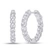 Image 1 : 1/2 CTW Womens Round Diamond Hoop Earrings 14kt White Gold - REF-61H4R