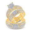 Image 1 : 1 CTW His Hers Round Diamond Cluster Matching Wedding Set 14kt Yellow Gold - REF-102A3M