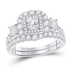 2 CTW Princess Diamond Bridal Wedding Ring 14kt Two-tone Gold - REF-228H3R