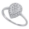 Image 1 : 1/4 CTW Womens Round Diamond Teardrop Cluster Ring 10kt White Gold - REF-13H5R