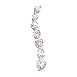 1 CTW Womens Round Diamond Journey Pendant 14kt White Gold - REF-115A8M