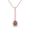 Image 1 : 1/3 CTW Womens Round Brown Diamond Teardrop Pendant 10kt Rose Gold - REF-20H5R