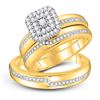 Image 1 : 1/2 CTW His Hers Round Diamond Cluster Matching Wedding Set 10kt Yellow Gold - REF-54Y5N