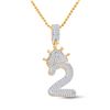 Image 1 : 3/4 CTW Mens Baguette Diamond Number 2 Crown Charm Pendant 10kt Yellow Gold - REF-38T2V