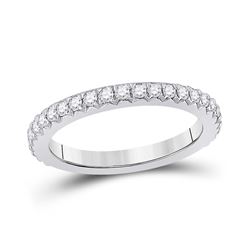 3/4 CTW Womens Round Diamond Eternity Wedding Band Ring 14kt White Gold - REF-81T7V
