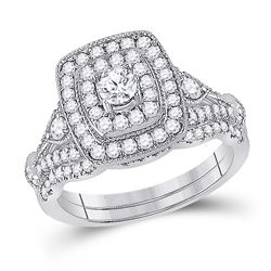 1 CTW Round Diamond Bridal Wedding Ring 14kt White Gold - REF-132F8W