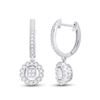 Image 1 : 1/2 CTW Womens Round Diamond Hoop Circle Dangle Earrings 14kt White Gold - REF-63A5M