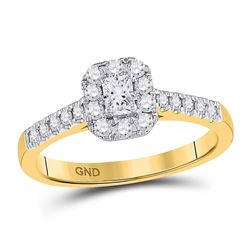 1/2 CTW Emerald Diamond Solitaire Bridal Wedding Engagement Ring 14kt Yellow Gold - REF-66X7T