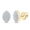 Image 1 : 1/8 CTW Womens Round Diamond Oval Cluster Earrings 10kt Yellow Gold - REF-15N2A