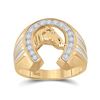 Image 1 : 1/4 CTW Mens Round Diamond Horseshoe Ring 10kt Yellow Gold - REF-47N3A
