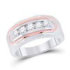 Image 1 : 3/4 CTW Mens Round Diamond Faceted Single Row Band Ring 14kt Two-tone Gold - REF-115W8H