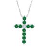 Image 1 : 5/8 CTW Womens Round Lab-Created Emerald Cross Pendant 10kt White Gold - REF-15T2V