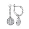 Image 1 : 1/8 CTW Womens Round Diamond Circle Dangle Earrings 10kt White Gold - REF-20R5X