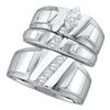 Image 1 : 1/4 CTW His Hers Marquise Diamond Solitaire Matching Wedding Set 14kt White Gold - REF-71M6F
