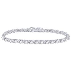 3 CTW Womens Round Diamond Tennis Bracelet 14kt White Gold - REF-286A4M