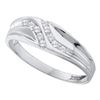 Image 1 : 1/8 CTW Mens Round Diamond Double Row Slender Wedding Band Ring 14kt White Gold - REF-28M2F