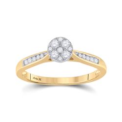 1/4 CTW Womens Round Diamond Cluster Ring 14kt Yellow Gold - REF-34A8M
