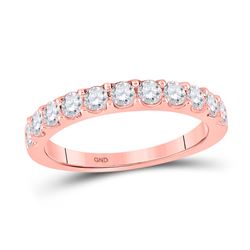 3/4 CTW Womens Round Diamond Wedding Single Row Band Ring 14kt Rose Gold - REF-81M7F