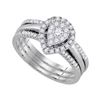 Image 1 : Round Diamond 3-Piece Bridal Wedding Ring Band Set 1/2 Cttw 10kt White Gold - REF-52W9K